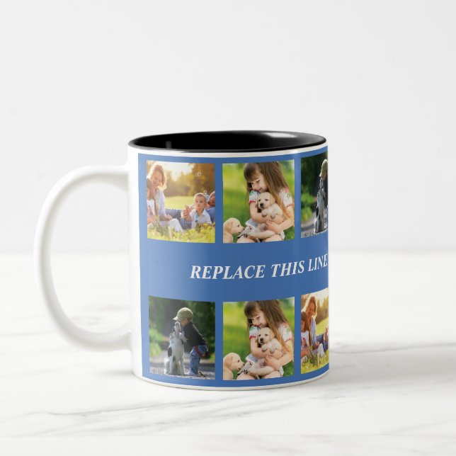 Caneca De Café Em Dois Tons Personalizar colagem e texto de fotos (Esquerda)