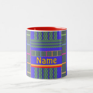 Caneca De Café Em Dois Tons Personalizar Com Um Nome Geo Azul Verde
