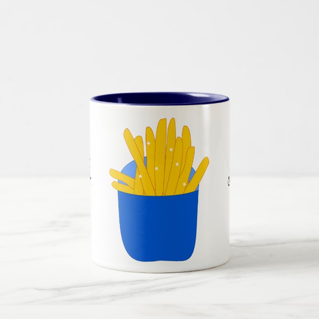 Caneca De Café Em Dois Tons Personalizar este gráfico francês Fries (Centro)
