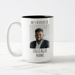Caneca De Café Em Dois Tons Personalizar Foto e Nome Meu Colega Favorito