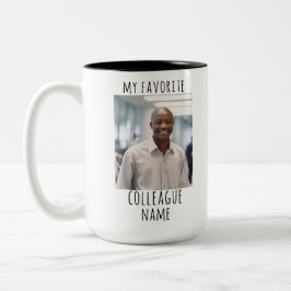Caneca De Café Em Dois Tons Personalizar Foto e Nome Meu Colega Favorito