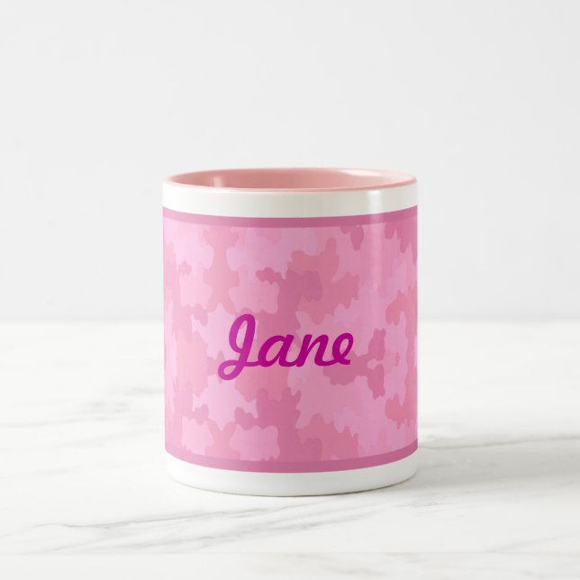 Caneca De Café Em Dois Tons Personalizar Mug de Camuflagem Rosa (Centro)