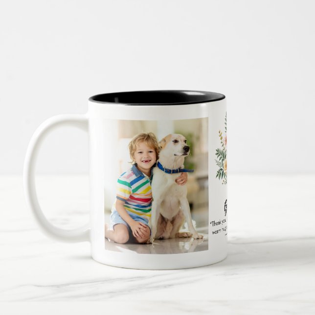 Caneca De Café Em Dois Tons Personalizar Nome Floral Fllower Granma Gift Combo (Esquerda)