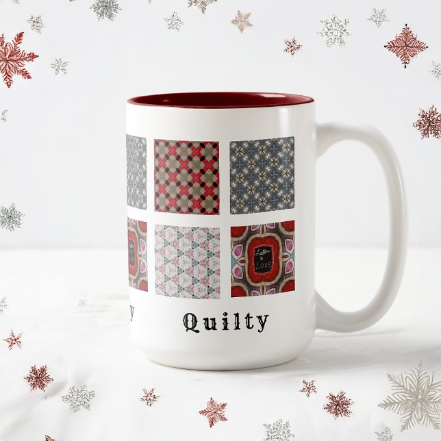Caneca De Café Em Dois Tons Personalizar sem Modelo e Título de Fotografias (Quilt lovers perfect gift!)