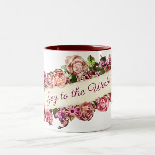 Caneca De Café Em Dois Tons Personalizável Alegria Floral Vintage Feminina Par