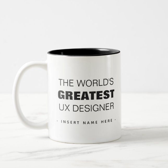 Caneca De Café Em Dois Tons Personalizável O Maior Designer UX do Mundo (Esquerda)