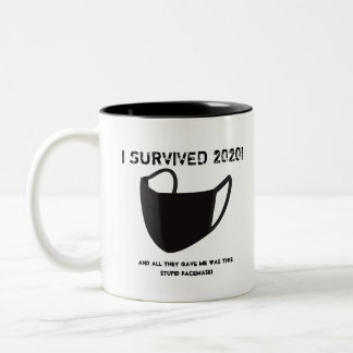 Caneca De Café Em Dois Tons Personalizável "SOBREVIVEI 2020!"caneca