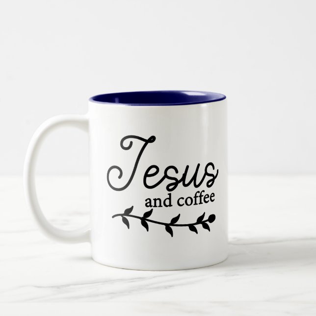 Caneca De Café Em Dois Tons Personalize Jesus e Café Combo Mug (Esquerda)