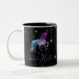 Caneca De Café Em Dois Tons Personalize seu próprio Universo Colorido Unicórni
