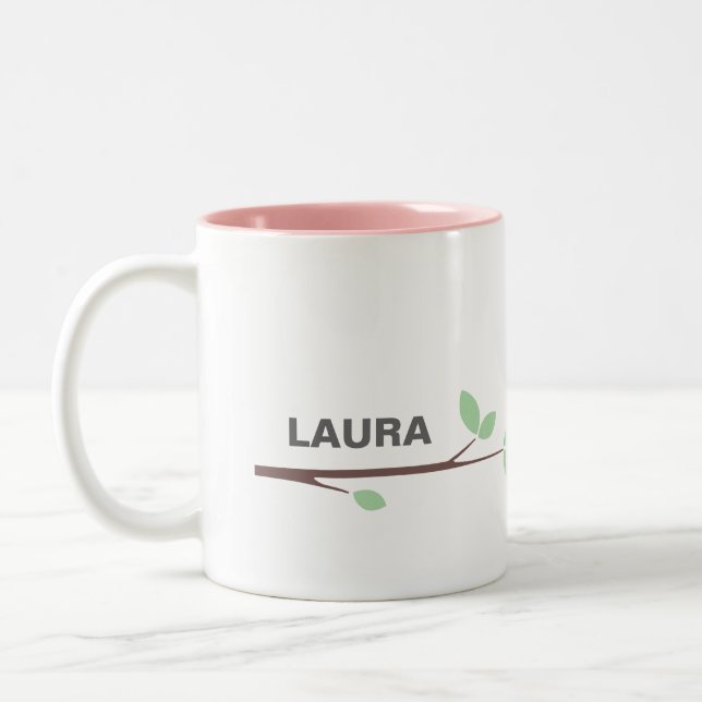 Caneca De Café Em Dois Tons Personalize your Name BIRD Coffee Cup (Esquerda)