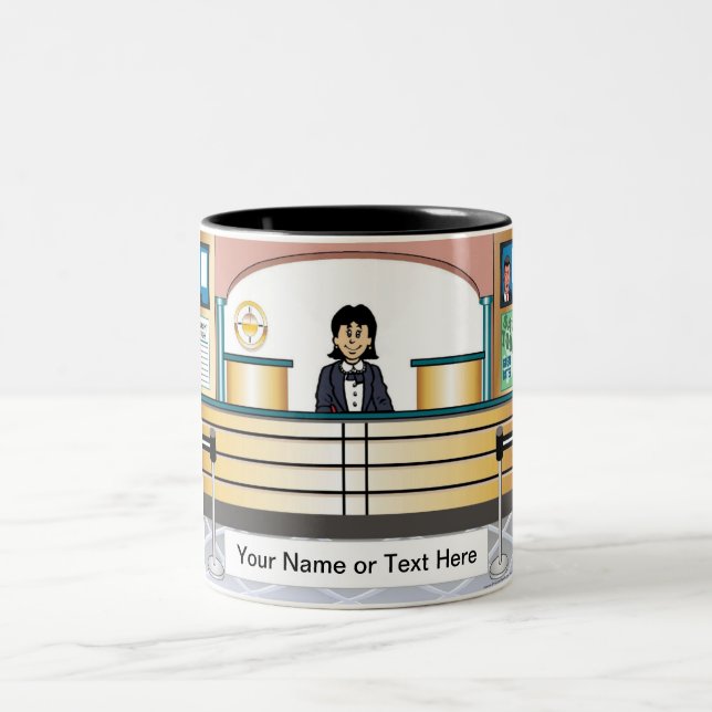 Caneca De Café Em Dois Tons Personalized Bank Teller - Female Cartoon (Centro)