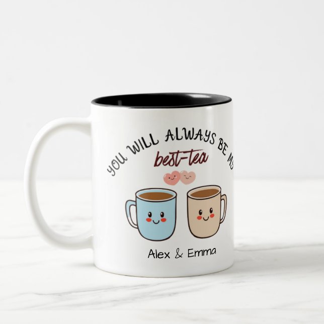 Caneca De Café Em Dois Tons Personalized Best-Tea Couple   (Esquerda)