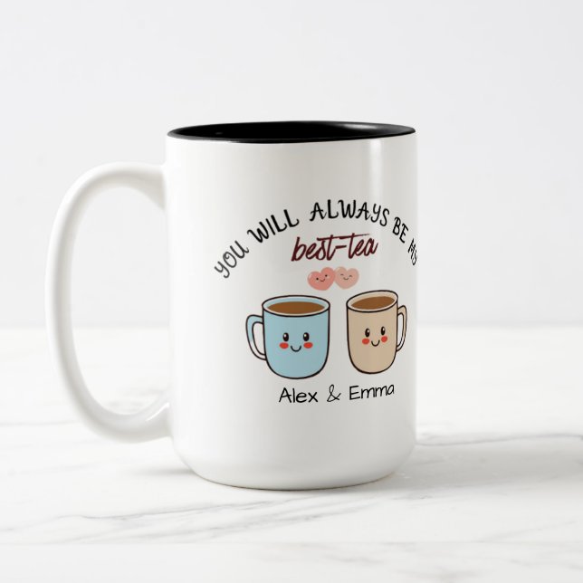 Caneca De Café Em Dois Tons Personalized Best-Tea Couple   (Esquerda)