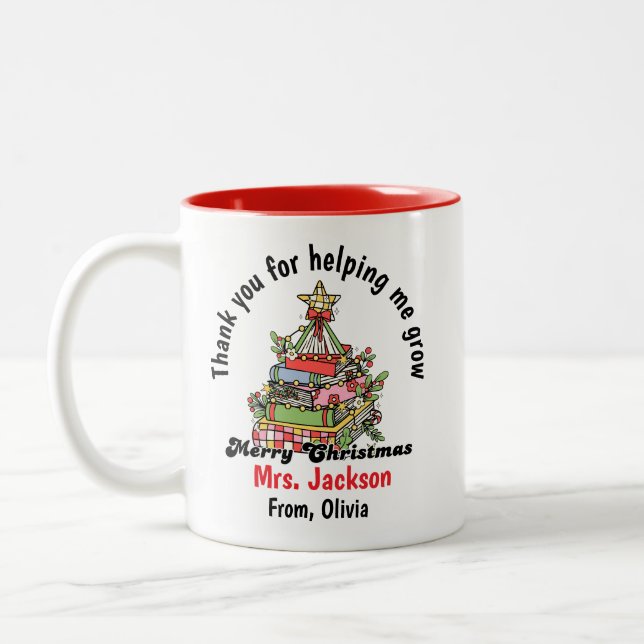 Caneca De Café Em Dois Tons Personalized Christmas Mug for Teacher  (Esquerda)