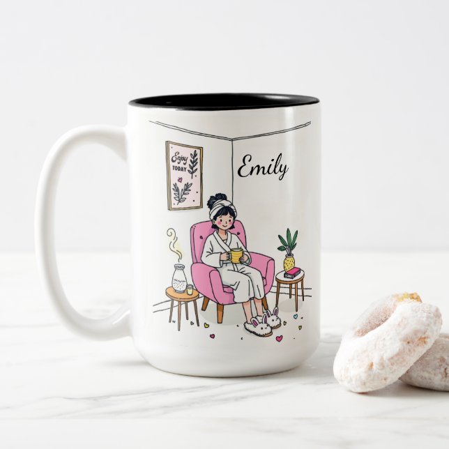 Caneca De Café Em Dois Tons Personalized Cozy Granddaughter Gift Cute Vanity (Com Donut)