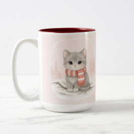 Caneca De Café Em Dois Tons Personalized Cute Kitten Winter Mug