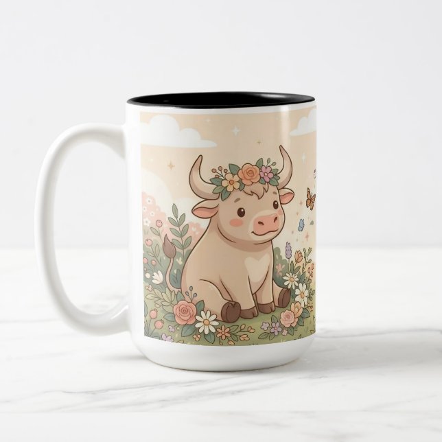 Caneca De Café Em Dois Tons Personalized Cute Taurus Zodiac Mug (Esquerda)