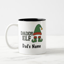 Caneca De Café Em Dois Tons Personalized Daddy Elf Mug – Custom Christmas Gift