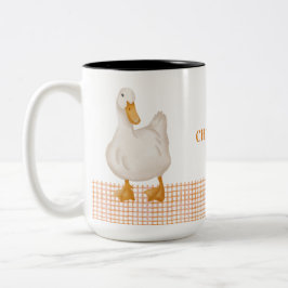 Caneca De Café Em Dois Tons Personalized Duck – Cute Farm Animal Design