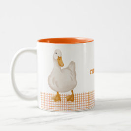 Caneca De Café Em Dois Tons Personalized Duck Mug – Cute Farm Animal Design wi