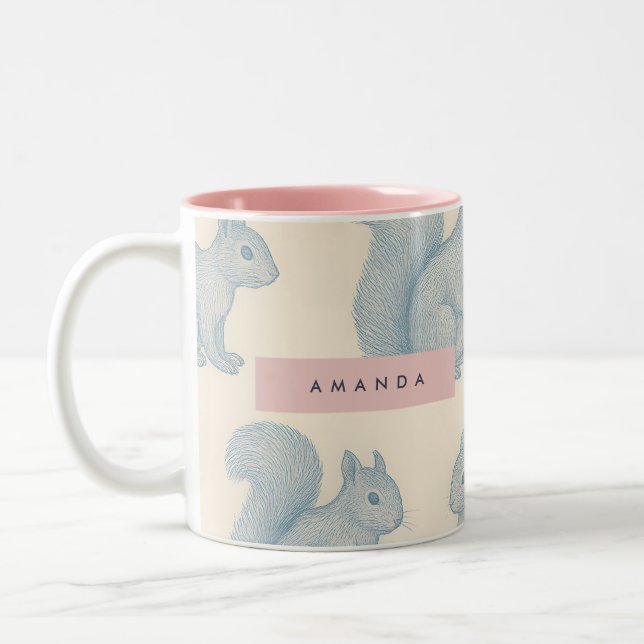 Caneca De Café Em Dois Tons Personalized Elegant Charming Squirrel Pattern (Esquerda)