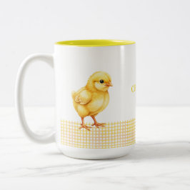 Caneca De Café Em Dois Tons Personalized Farm Animal Mug – Cute Chick Design
