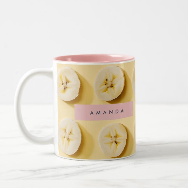 Caneca De Café Em Dois Tons Personalized Fun Banana Slice Yellow  (Esquerda)