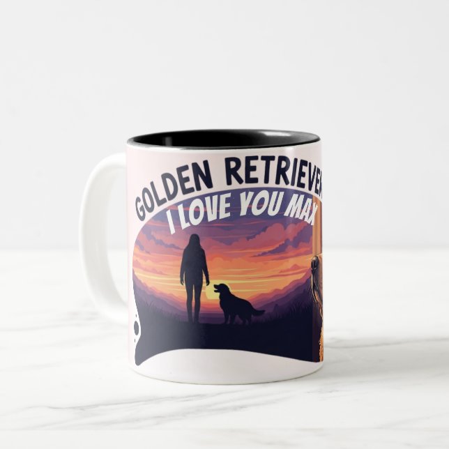 Caneca De Café Em Dois Tons Personalized Golden Retriever Mom Mug - Custom (Frente Esquerda)