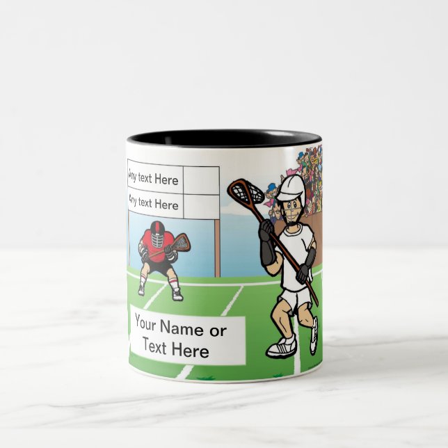 Caneca De Café Em Dois Tons Personalized LaCrosse Player - Male Cartoon (Centro)