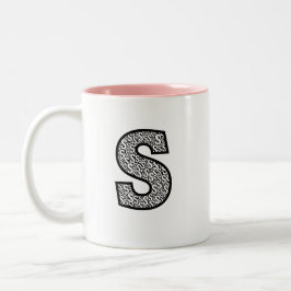 Caneca De Café Em Dois Tons Personalized Monogram Mug  Minimalist Letter O Pat