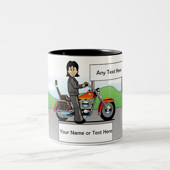 Caneca De Café Em Dois Tons Personalized Motorcycle - Female Cartoon (Centro)
