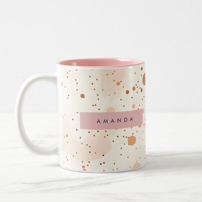 Caneca De Café Em Dois Tons Personalized Pastel Confetti Dot Style (Esquerda)