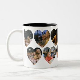 Caneca De Café Em Dois Tons Personalized Photo Collage Mug with Heart Frames