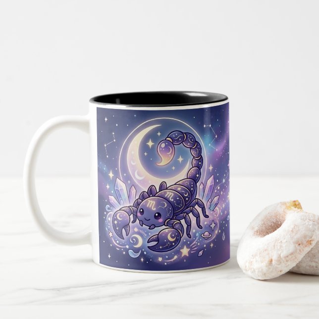 Caneca De Café Em Dois Tons Personalized Scorpio Zodiac Mug (Com Donut)