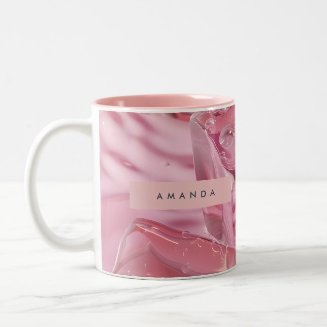 Caneca De Café Em Dois Tons Personalized Shimmer Glossy Pink Ice (Esquerda)