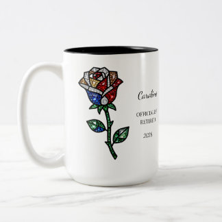 Caneca De Café Em Dois Tons Personalized Stained Glass Rose Retirement Mug