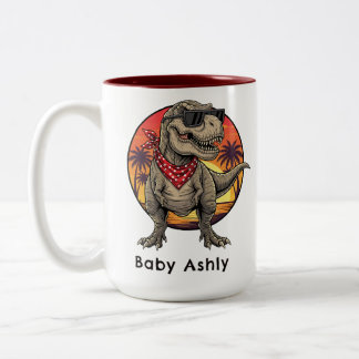 Caneca De Café Em Dois Tons Personalized T-Rex dinosaur