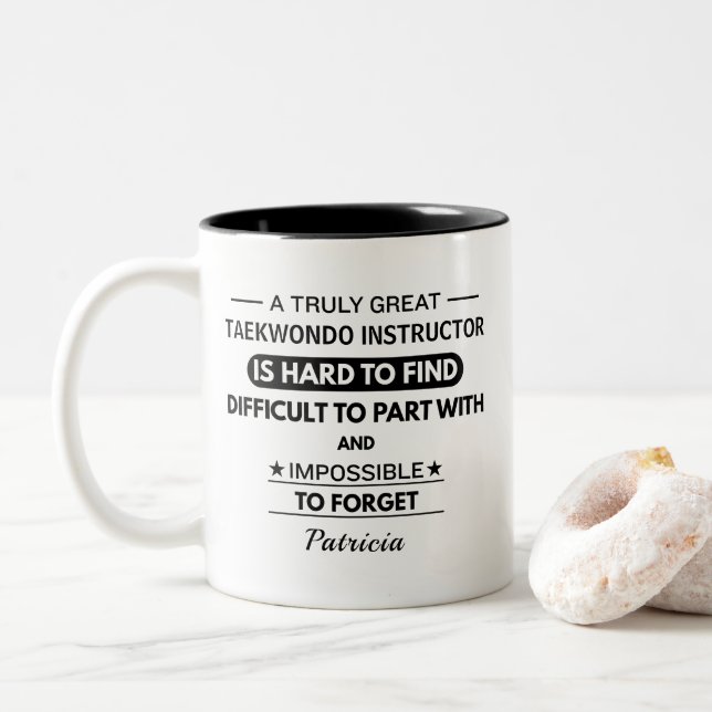 Caneca De Café Em Dois Tons Personalized Taekwondo Instructor (Com Donut)