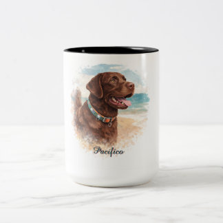 Caneca De Café Em Dois Tons Personalized Watercolor Dog Portrait Mug | Custom