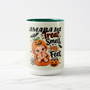 Caneca De Café Em Dois Tons PersonalizeTrate Cheire Meus Pés Bebê, Hallowee