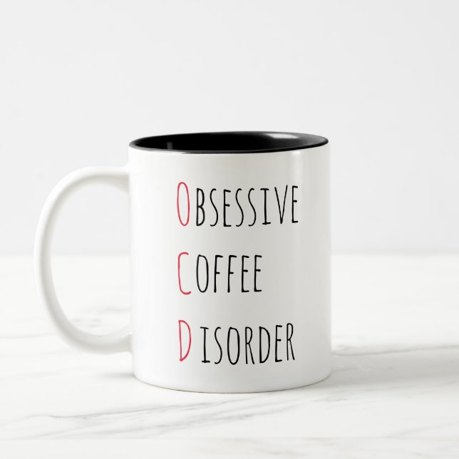 Caneca De Café Em Dois Tons PERTURBAÇÃO DO CAFÉ OBSESSIVO OCD / cotação do caf (Esquerda)