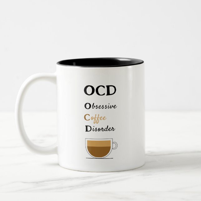 Caneca De Café Em Dois Tons Perturbação Obsessiva do Café de OCD (Esquerda)