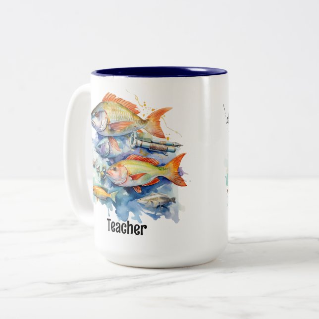 Caneca De Café Em Dois Tons Pesca (Frente Esquerda)