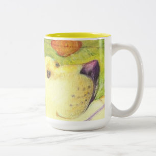 Caneca De Café Em Dois Tons Pesca cão e gato) (do fim-acima/caneca