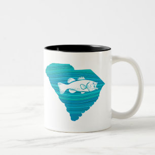 Caneca De Café Em Dois Tons Pesca de Ondas da Carolina do Sul