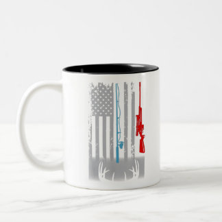 Caneca De Café Em Dois Tons Pesca de Rod Hunting Bandeira Americana
