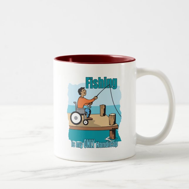 Caneca De Café Em Dois Tons Pesca em cadeira de rodas (Direita)