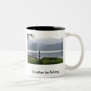 Caneca De Café Em Dois Tons Pesca ida, eu preferencialmente estaria pescando