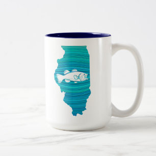 Caneca De Café Em Dois Tons Pesca na Onda de Illinois