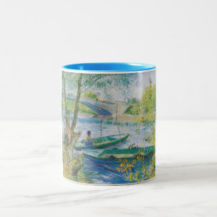 Caneca De Café Em Dois Tons Pescadores e barcos de Van Gogh no Pont de Clichy